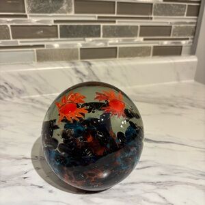 Vintage Art Glass paper weight crabs and coral ocean sea creature themed